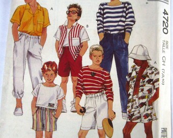Easy Sew Boys Camp Shirt, Top, Pants and Shorts Sizes 7 8 10 McCalls Pattern 4720 UNCUT