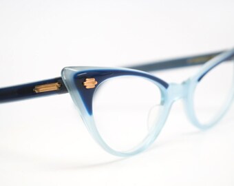 Blue cat eye glasses 2 tone vintage cateye eyeglasses