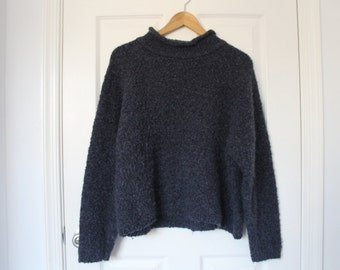 Vintage LIMITED Sweater- Fuzzy & Blue- Turtle neck- M