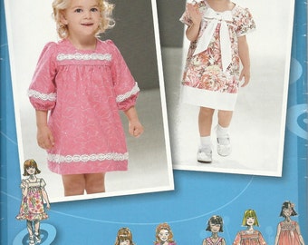 Simplicity 2674 Toddlers Dress with Sleeve and Trim Variations Size 1/2,1,2,3,4 Uncut