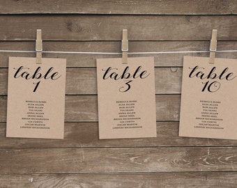 Wedding seating chart template, wedding seating chart printable, wedding table numbers, unique seating chart, wedding seating chart cards