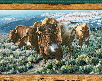 Buffalo Fabric Bison Fabric Panel From Quilting Treasures 100% Cotton