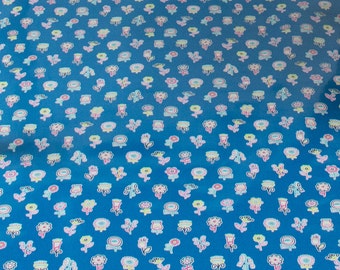 LAMINATED Cotton - Blue Flower Lollipop, 56" Wide, BPA & PVC Free