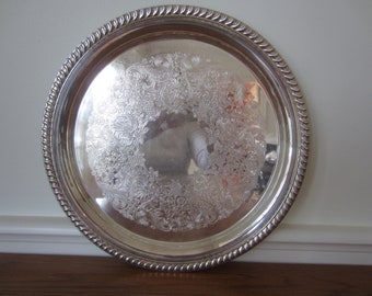 Vintage round silver tray. Wm Rogers 171 silver tray.