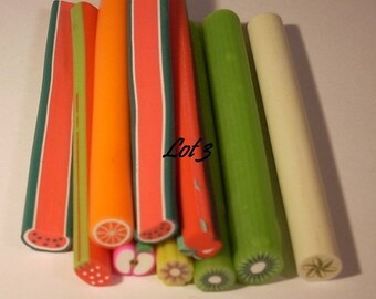 Set of 10 canes polymer fruit 50mm