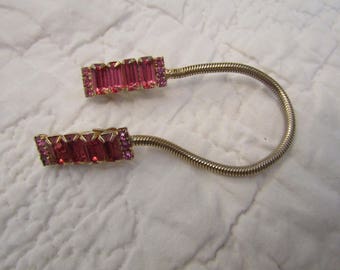 Vintage Rhinestone Sweater Guard Clip Pink
