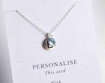 March Birthstone Necklace, March Birthstone, March Birthday Gift, March Personalised Necklace, Aquamarine Necklace, Aquamarine Charm