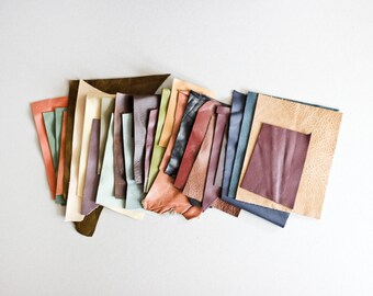 Scrap Leather Pieces - Mixed Colours - BUMPER Scrap bag - 460 grams - 1 lb - 16 oz - remnants - off cuts