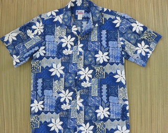 Hawaiian Shirt Men HAWAII Brand Aloha Shirt Tropical Tribal Tiki Tiles Mod Flower Power Funk Beach Party Wear - M - Oahu Lew's Shirt Shack