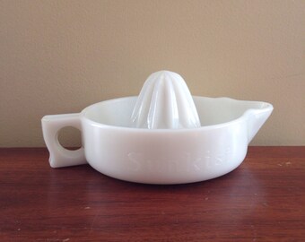Vintage Sunkist Hand Juicer or Reamer - White Milk Glass - Farmhouse Decor