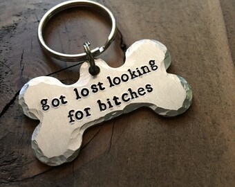 Funny Personalized Dog Tags for Dogs Got Lost Looking For Bitches, Mature