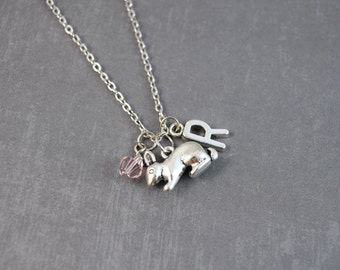 Silver Rabbit Necklace - Bunny Necklace - Silver Rabbit Pendant - Personalized Initial Jewelry - Bunny Rabbit Jewelry - Woodland Necklace