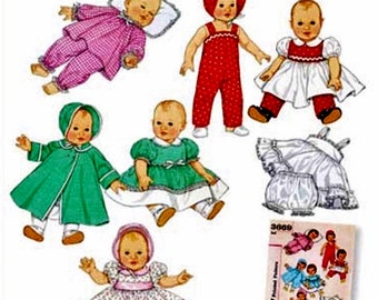 Baby Doll Clothes Pattern, Doll Petticoat Pattern, Doll Bloomers Pattern, Sz 12 to 22 inch Dolls, Simplicity Sewing Pattern 4707