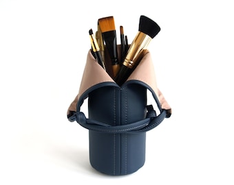 Travel Makeup Brush Holder Navy Makeup Storage Womens Gift For Wife Vegan Makeup bag Cosmetic Bag Makeup Brush Roll Makeup Brush Organizer