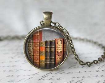 Library Necklace - Book Necklace - Mini Library Necklace - Book Necklace - Literary Gift - Book Lover Gift L42