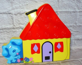1998 BLUE'S CLUES House Storage Box with FELT Characters and Pieces Rare Crafts Blues Clues Blue