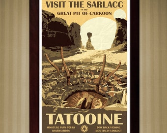 Star Wars Tatooine - Travel Poster - Visit the Sarlacc - 11x17