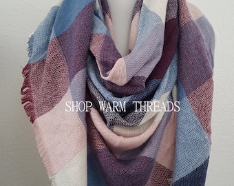 Blanket Scarf, Plaid blanket scarf, Tartan plaid scarf, Triangle scarf, Tartan scarf, Oversized scarf, Oversized plaid scarf, monogrammed