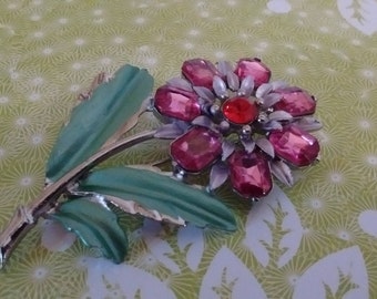 Pink Flower Pin- Brooch:
