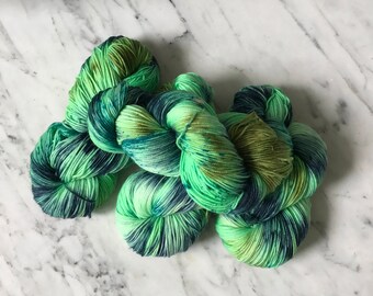 Superwash Merino, Cashmere and Nylon Sock Yarn "Kale Smoothie"