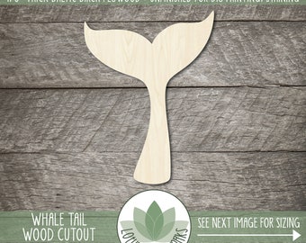 Wood Whale Tail Shape, Blank Wood Shape, Whale Tail Wooden Cutout, Unfinished Wood For DIY Projects, Many Size Options, Blank Wood Shapes