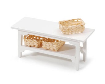 Miniature White Side Table with Baskets