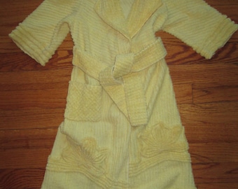 1950's vintage pale yellow terry cloth robe for girl or boy size 2