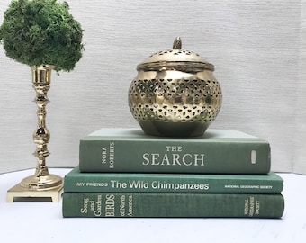 Green Coffee Table Books, Large Book Set, Coffee Table Decor, Shelf Decor