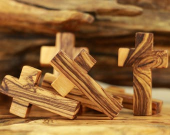50 Olive Wood Small Crosses for rosaries,Olive Wood Cross,Tiny crosses,Small Cross Pendant,Small crosses bulk,Holy land