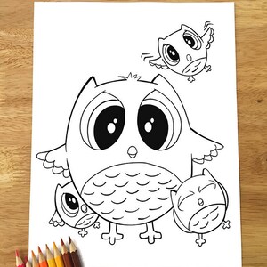 Owl coloring | Etsy