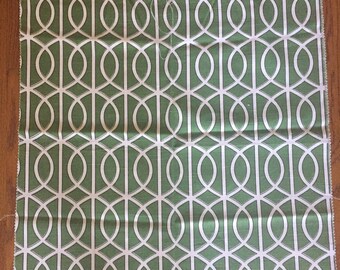 Fabric Sample Green and white trellis