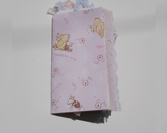 Classic Pooh A/Traveler's Notebook/Junk Journal/Handmade/TN inserts/Shabby Chic/Lace/Vintage/Pastel Colors/Memory Keeping/Scrapbooking