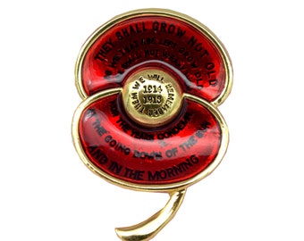 Remembrance Day 2016 Inscription unique collectable Poppy Brooch
