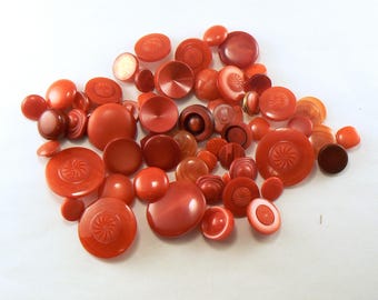 50 Plastic Red Shank Button Mix - Red Craft Buttons - Red Button Mix - Bulk Red Buttons - Mixed Red Sewing Buttons - Vintage Buttons
