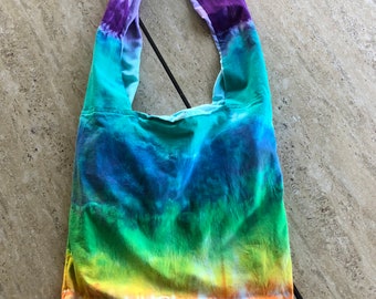 Rainbow tie dye hobo style bag