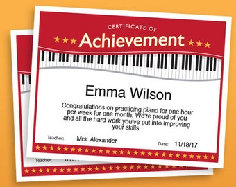 piano recital certificate template