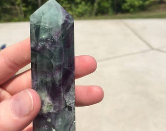 Crystal Fluorite Tower Green, Purple, Blue