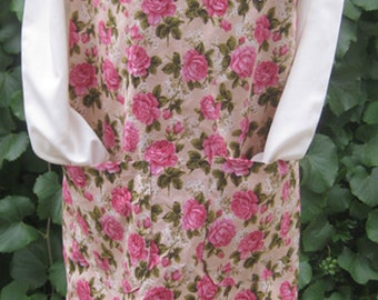 Sweet Roses Vintage Full Coverage Old Fashioned Canning Apron-Size Large