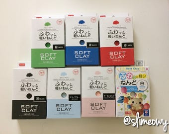Daiso Soft Clay (white, black, sky blue, pink, blue, red, green)