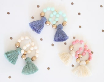 Tassel Earrings, Beaded Tassel Earrings, Tassel Jewelry