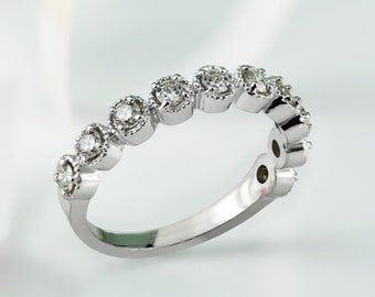 10K Gold 1/3ct TDW Stackable Vintage Diamond Wedding Band
