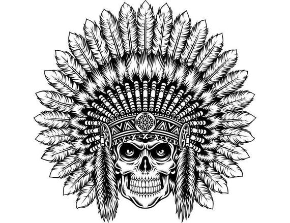 Download Indian Skull 6 Native American Warrior Headdress Feather