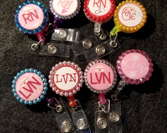 Bling RN and LVN Badge Reels Set of 4