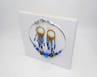 Collier·boucles d'oreilles Chili-blue, Collection Carole Massicotte