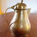 Large vintage antique pear shaped 40 ounce hammered brass coffee server coffee pot tea pot with hinged lid and ATTITUDE! Hippie boho beauty