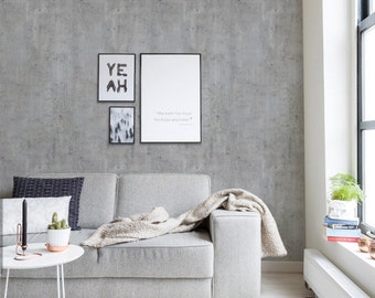 Cement Concrete Peel & Stick Fabric Wallpaper Repositionable