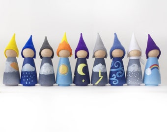 Weather gnomes, Waldorf weather dolls, Montessori weather toy