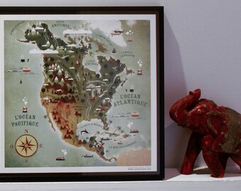 North America map, world map, mappemonde