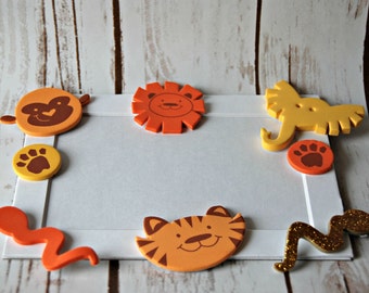 Zoo temática Craft Kit, arte de imán, selva actividad fiesta, manualidades para niños, Safari Animal marco