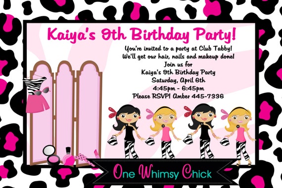 Items similar to Glamour Girl Birthday Invitation, Glamour Girl Party ...